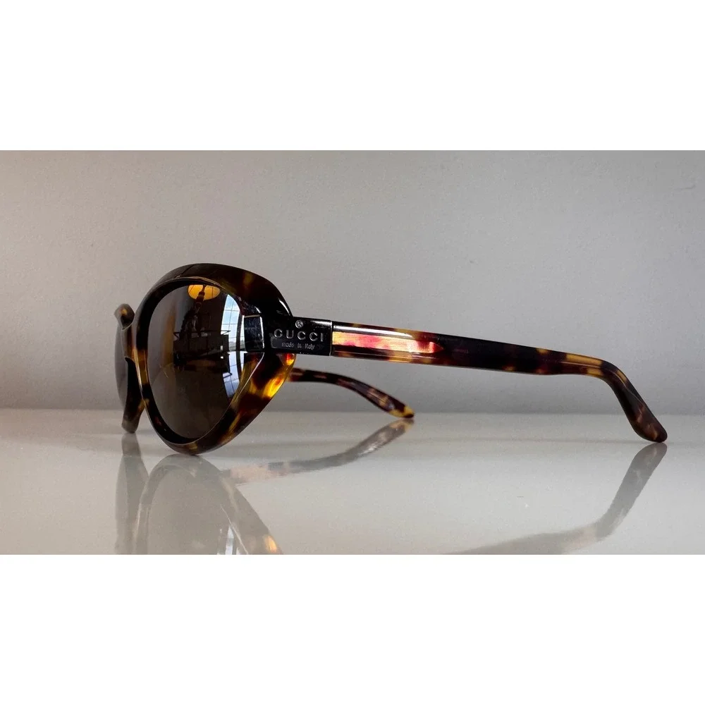 Gucci Vintage Y2K GG2465/S Tortoiseshell Oval Sunglasses Brown Made in Italy - Picture 6 of 16